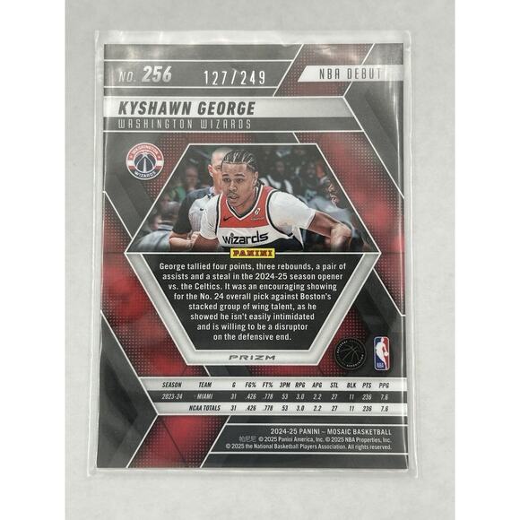 2024-25 Panini Mosaic - NBA Debut Kyshawn George #256 Orange Mosaic Prizm... - Picture 2 of 2